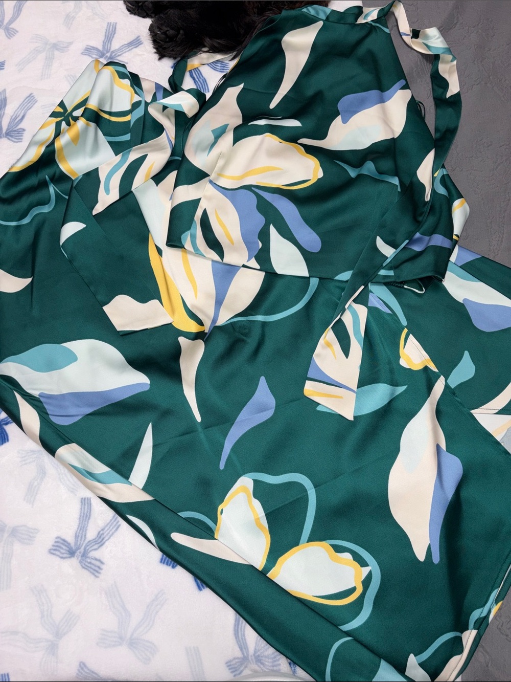 Sigrid Olsen Green Floral Halter Silk Top